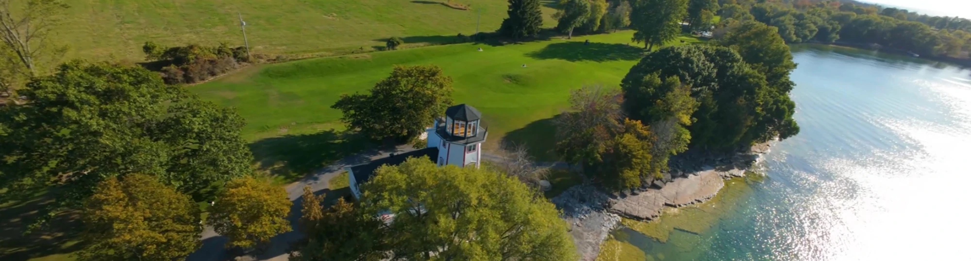 Birds eye view of Lighthouse and golf course